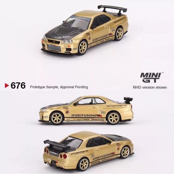 Mini GT Nissan Skyline GT-R R34 Top Secret Gold Hot on Sale