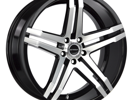 Strada DOMANI - 22X8.5 5x114.3 ET 40MM 72.6CB GLOSS BLACK MACHINED For Sale