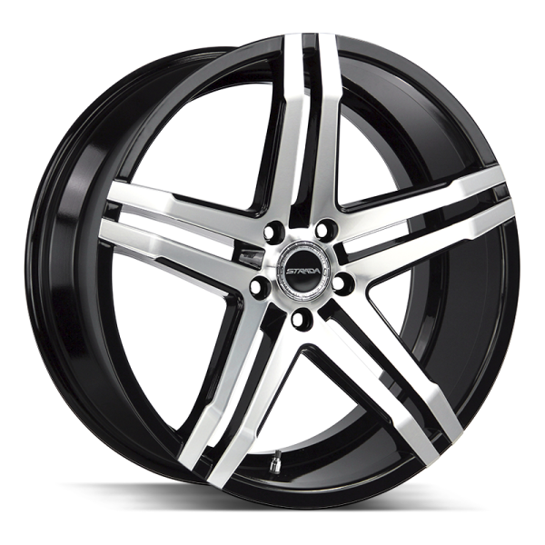 Strada DOMANI - 22X8.5 5x114.3 ET 40MM 72.6CB GLOSS BLACK MACHINED For Sale