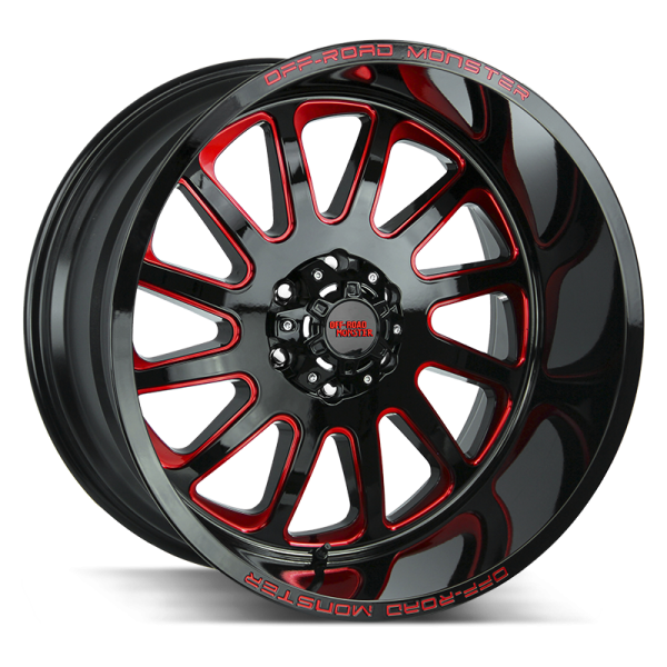 Off Road Monster M17 - 20X10 8x165.1 ET NEG 19MM 125.2CB GLOSS BLACK CANDY RED MILLED Fashion