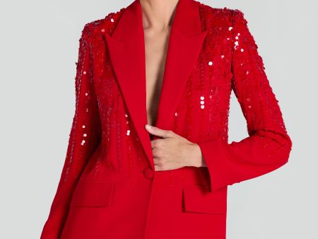 Lucille Red Blazer Hot on Sale