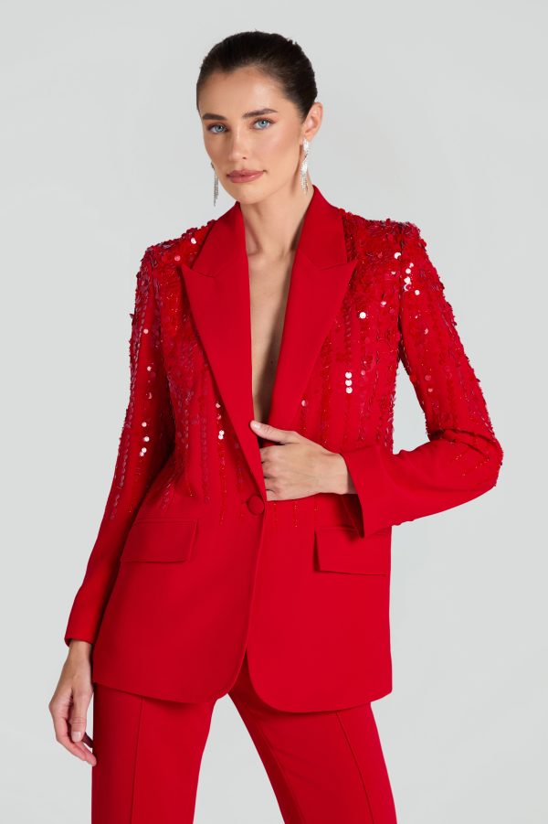 Lucille Red Blazer Hot on Sale